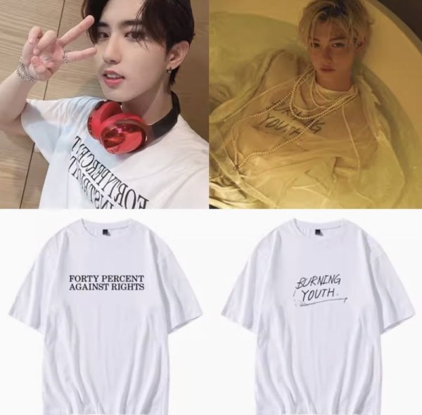 画像1: 10/15/20/StrayKids ハンorフィリックス着用風Tシャツ (1)